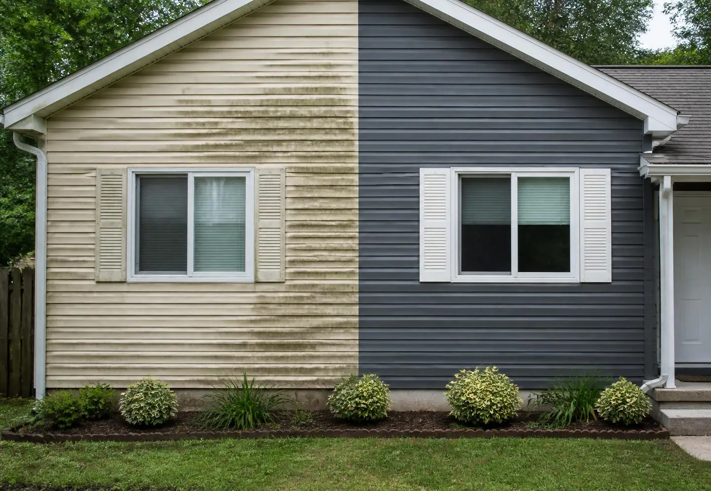 Before and after vinyl siding painting
