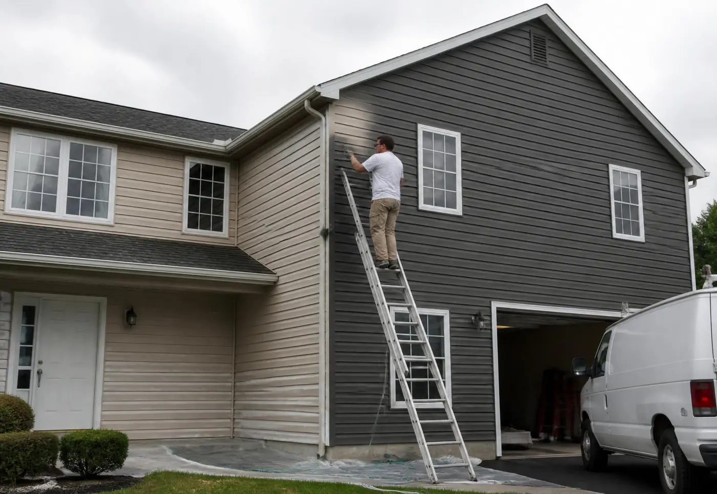 Freshly painted vinyl siding home